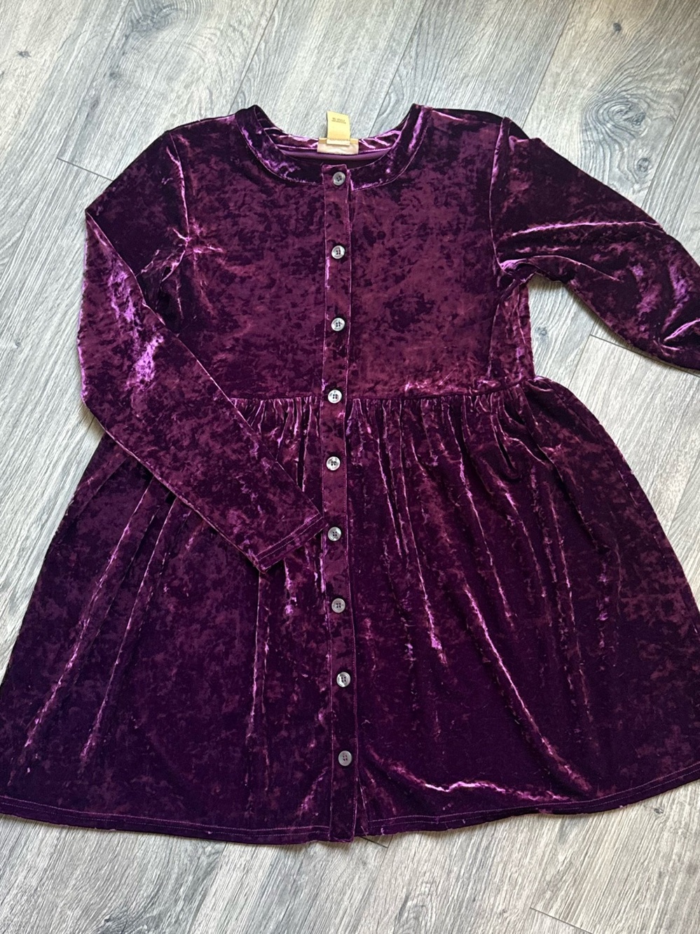Wrangler Girls XXL Purple Crushed Velvet Dress Long Sleeve Button Front W